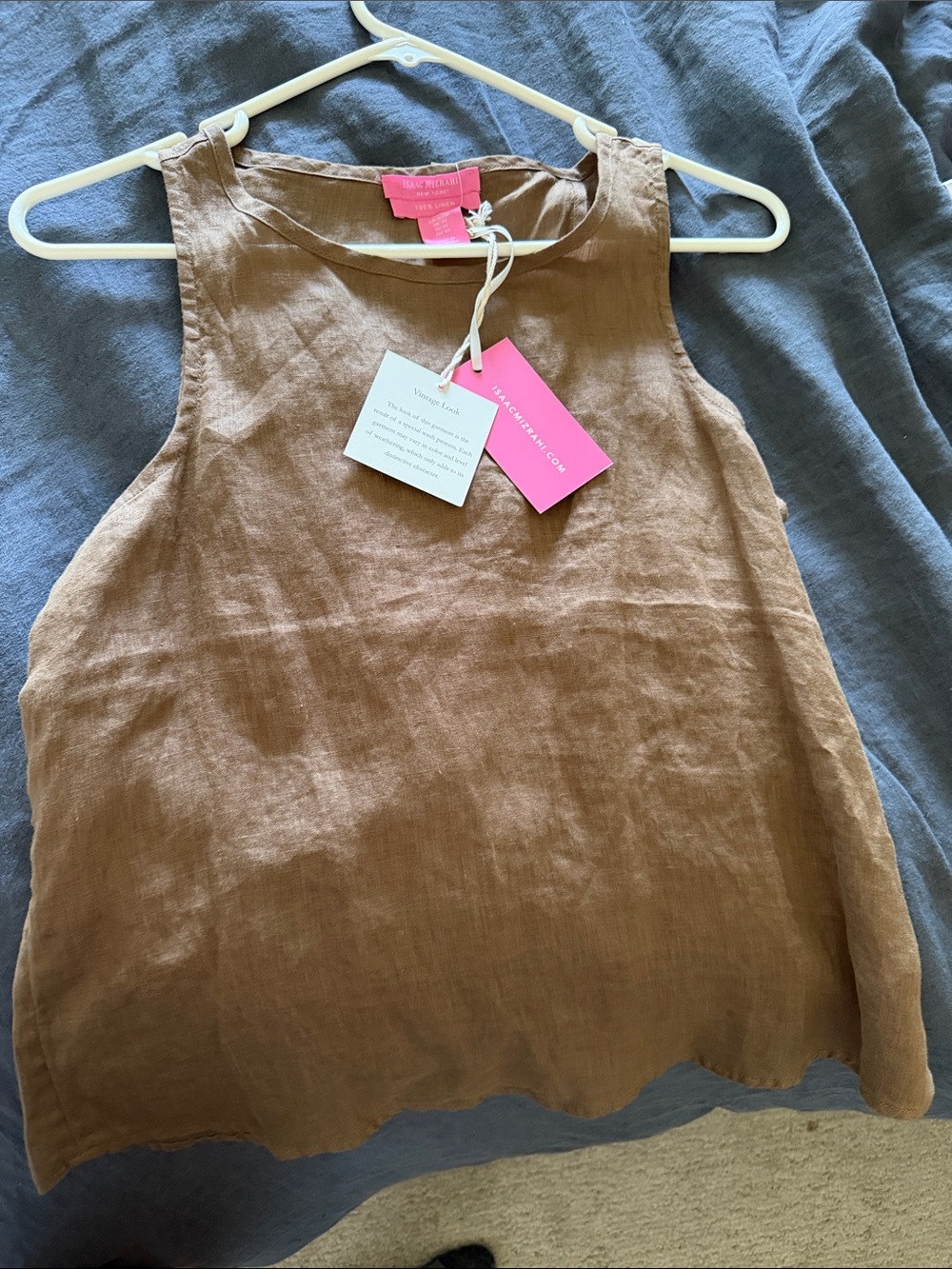 NWT Isaac Mizrahi Sleeveless Linen Tank in Warm Tan